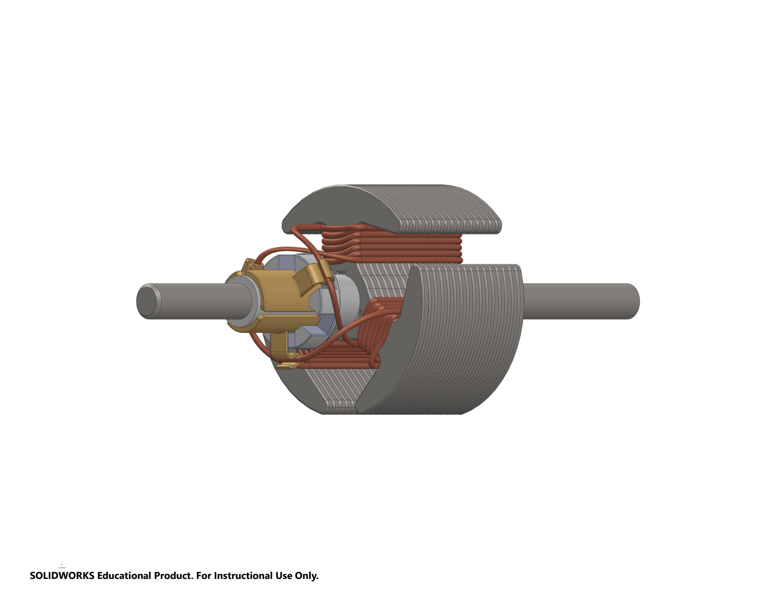 Rotor and coil wiring CAD model drawing